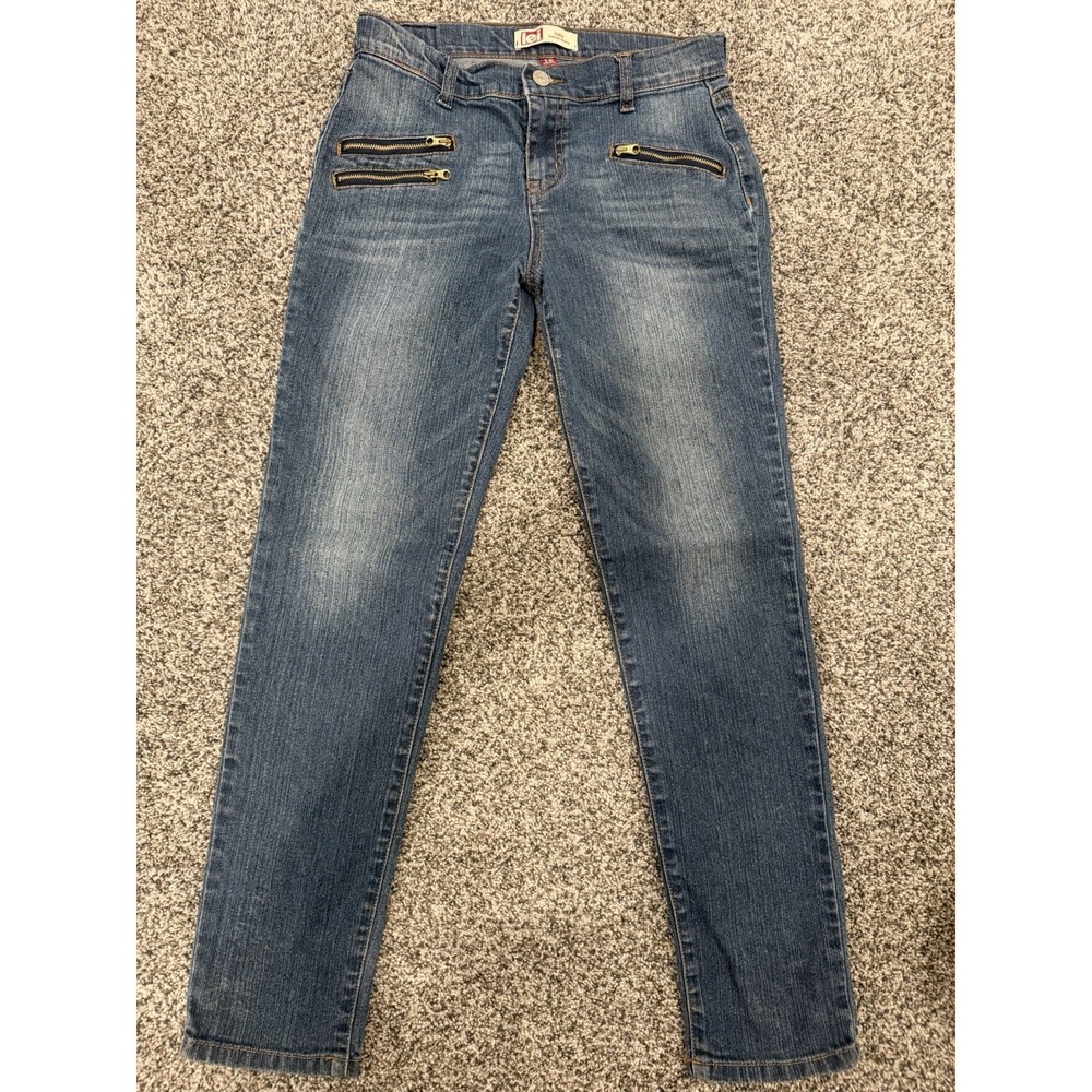 Lei Kate Low rise Skinny Youth Size 16 Jean Denim Front Gold Zippers